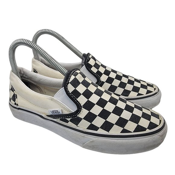 Vans Black and White Checkered Slip-On Sneakers - Picture 1 of 12